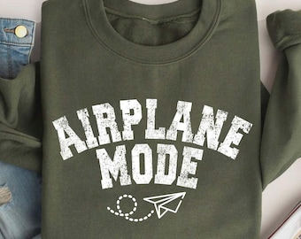Sudadera con modo avión, camiseta de avión, suéter de viaje, regalo para viajeros, sudadera de vacaciones, sudadera con cuello redondo Vacay Mode, sudadera de viaje para niñas