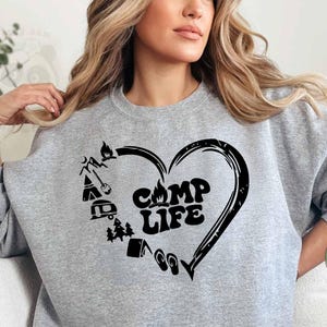 Camp Life Sweatshirt, Camp Lover Sweater, Camping Heart Hoodie, Cute Hiking Shirts, RV Adventure Sweatshirt, Happy Camper Shirt, Camper gift