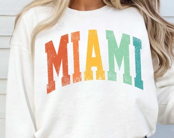 Retro Miami Sweatshirt, Summer sweater, Vintage Miami hoodie, Florida Beach shirt, Florida Vacation shirt, Varsity Miami Beach sweatshirt