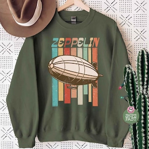 Retro Zeppelin Sweatshirt, Vintage 70s 80s Sweatshirt, Blimp Sweater, Zeppelin Airship, Aviation Sweatshirt, Dirigible Airship, Gift for Men