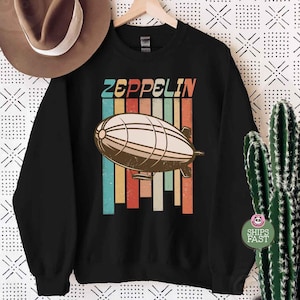 Retro Zeppelin Sweatshirt, Vintage 70s 80s Sweatshirt, Blimp Sweater, Zeppelin Airship, Aviation Sweatshirt, Dirigible Airship, Gift for Men