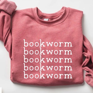 Bookworm Sweatshirt, Minimal Book Lover Crewneck Sweater, Gift for Book Lover, Reading Sweatshirt, Minimalist Bookish sweatshirt