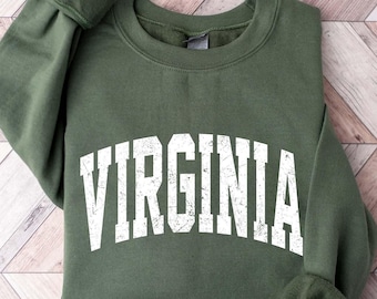 Virginia Sweatshirt, Vintage Virginia Sweatshirt, Virginian Gift, Birthday Gift for Men, Distressed Virginia sweater, US State Sweatshirt