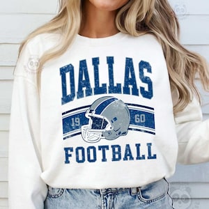 vintage Dallas Football Sweatshirt Dallas Football Crewneck Hoodie Distressed Football Sweatshirt Game Day Dallas Sweatshirt gift