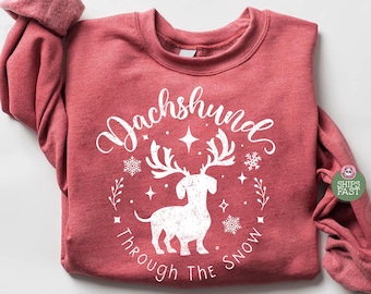 Christmas Dachshund Sweatshirt, Dachshund Nativity Sweatshirt, Reindeer Dachshund Sweater, Funny Xmas Dog Mom Gift, Holiday Dog Sweatshirt