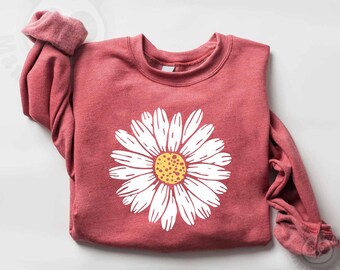 Daisy Sweatshirt, Wildflower sweatshirt, Floral Shirt Gift, Birth Month Flower, Gift For Sister, cute Daisy Women sweatshirt, Flower Hoodie
