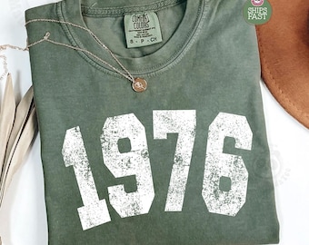 Koszulka z 1976 roku, Koszulka Comfort Colors z okazji 50. urodzin, Koszulka vintage z 1976 roku, Koszulka z okazji 50. rocznicy, Prezent na 50. urodziny, Koszulka z nadrukiem z 1976 roku