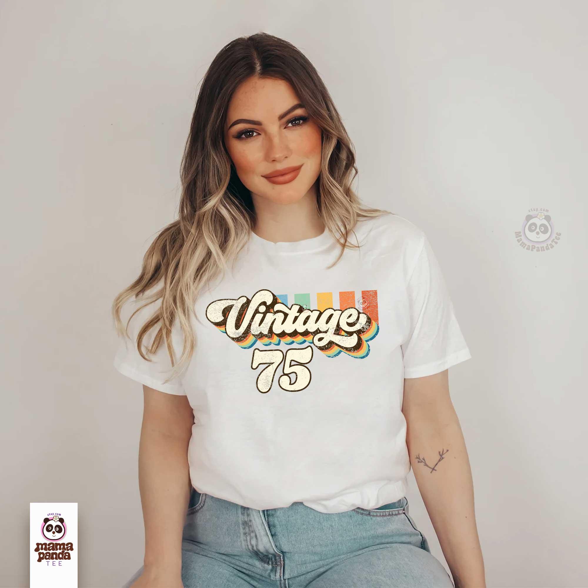 hohololo T-shirt per compleanno da donna per il 50° compleanno vintage 1975 Tshirt 1974 Shirt casual camicetta..., 1976-rosa1, S