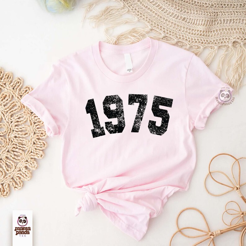 Vintage 51st Birthday T-shirt, 1975 shirt, 51st Birthday Gift, Birthday Gift for Women, Distressed 1975 tee, 1975 birthday shirt for dad Pink