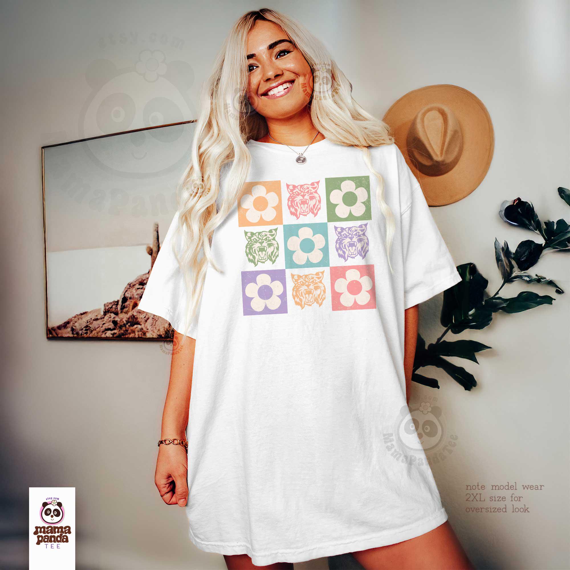 Floral Wildcats T-shirt, Retro Wildcats Mascot Shirt, Wildcats