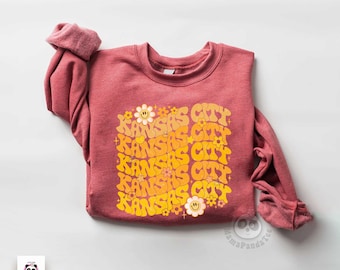 Kansas City-sweatshirt met bloemen, Kansas City voetbalhoodie, retro Kansas City Game Day-shirt, Kansas City fan cadeau KC damessweater
