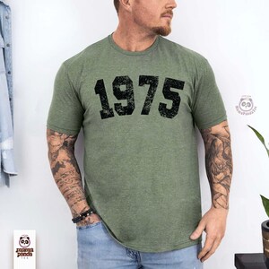 Vintage 51st Birthday T-shirt, 1975 shirt, 51st Birthday Gift, Birthday Gift for Women, Distressed 1975 tee, 1975 birthday shirt for dad Heather Military Grn