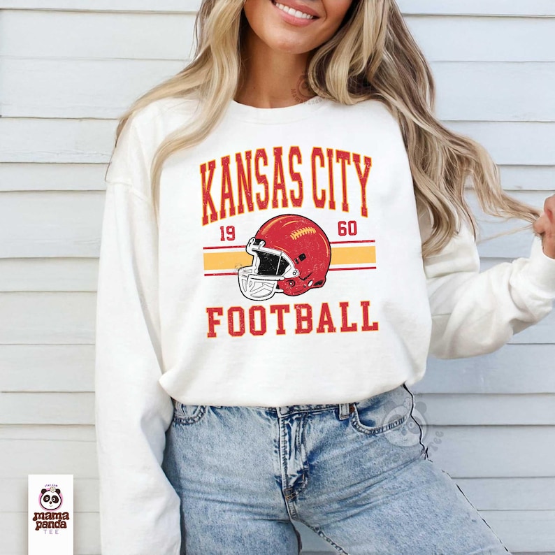 Vintage Style Kansas City Football Sweatshirt and Hoodie Kansas City Football Sweatshirt, Unisex Womens Mens Kansas City Shirt KC Football sweatshirt Kansas City Game Day hoodie
