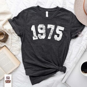 Vintage 51st Birthday T-shirt, 1975 shirt, 51st Birthday Gift, Birthday Gift for Women, Distressed 1975 tee, 1975 birthday shirt for dad Dark Grey Heather