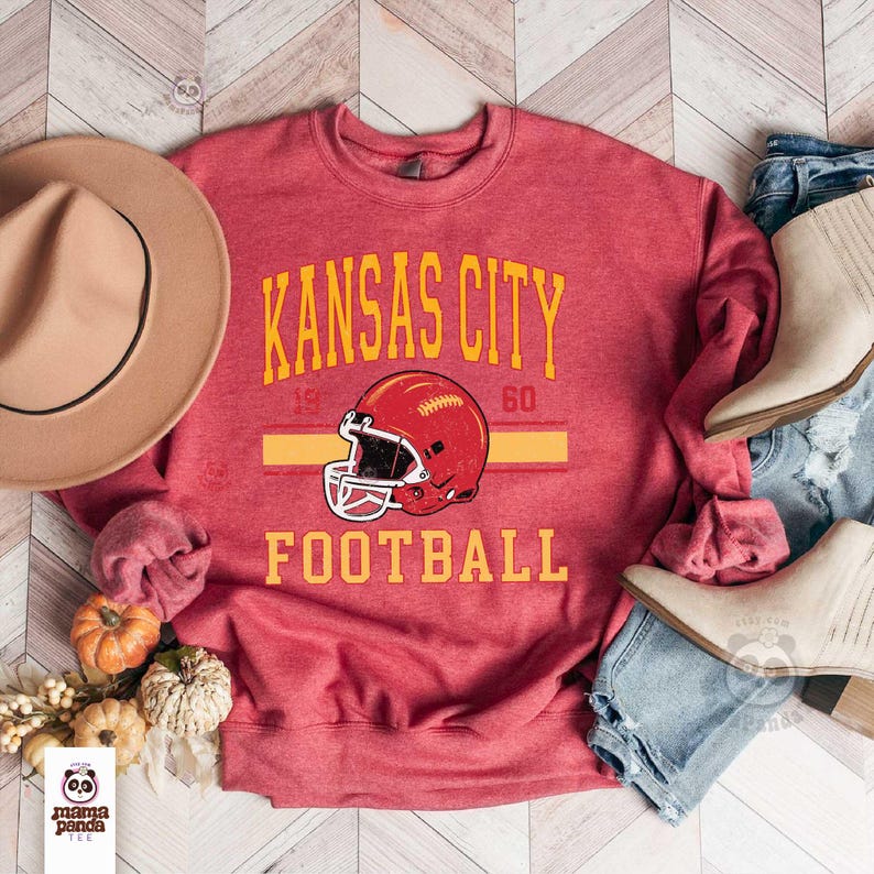 Vintage Style Kansas City Football Sweatshirt and Hoodie Kansas City Football Sweatshirt, Unisex Womens Mens Kansas City Shirt KC Football sweatshirt Kansas City Game Day hoodie