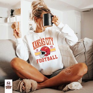 Vintage Style Kansas City Football Sweatshirt and Hoodie Kansas City Football Sweatshirt, Unisex Womens Mens Kansas City Shirt KC Football sweatshirt Kansas City Game Day hoodie