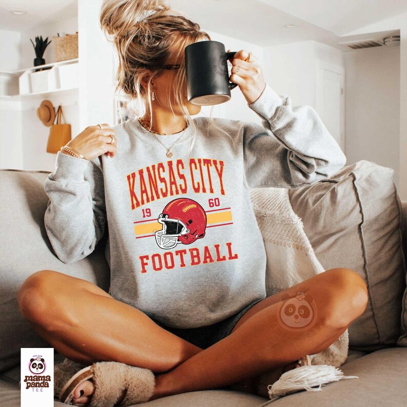 Vintage Style Kansas City Football Sweatshirt and Hoodie Kansas City Football Sweatshirt, Unisex Womens Mens Kansas City Shirt KC Football sweatshirt Kansas City Game Day hoodie