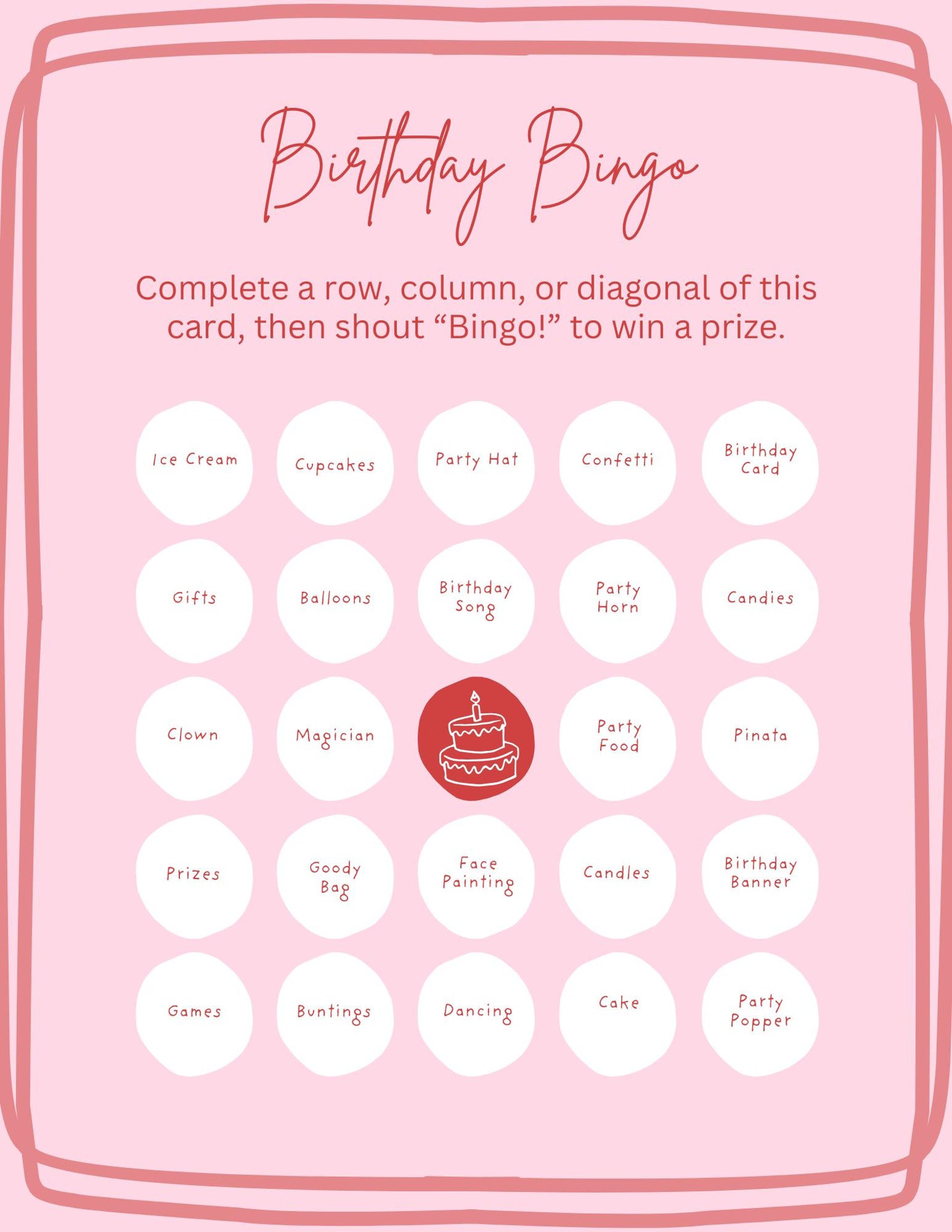 Birthday Bingo Game | Printable PDF | Instant Download | Fun Party ...