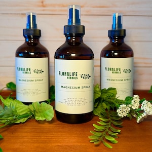 Spray topico all&#39;olio di magnesio, con o senza profumo di lavanda, ingredienti completamente naturali, flacone spray in vetro ambrato, 10 oz.