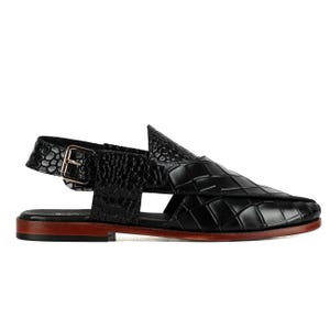 Handmade Croc Texture Leather Peshawari Chappal Sandals – Genuine Cow Leather Pakistani Footwear image 6