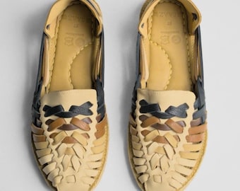 Handmade Leather Huarache Sandals: Colorful Mexican Style Boho Shoes