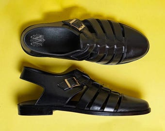 Handmade Leather Fisherman Sandals: Cushioned Arch Support, Adjustable Buckle Genuine Leather Shoes