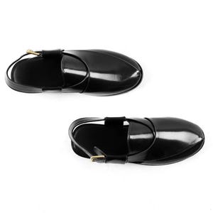 Handgefertigte Schwarze Patina Leder Peschaari Sandalen - Herren Kaptaan Chappal mit Ledersohle Bild 7