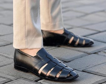 Men's Handmade Leather Fisherman Sandals: Cushioned Arch Support Geniune Leather Chappal
