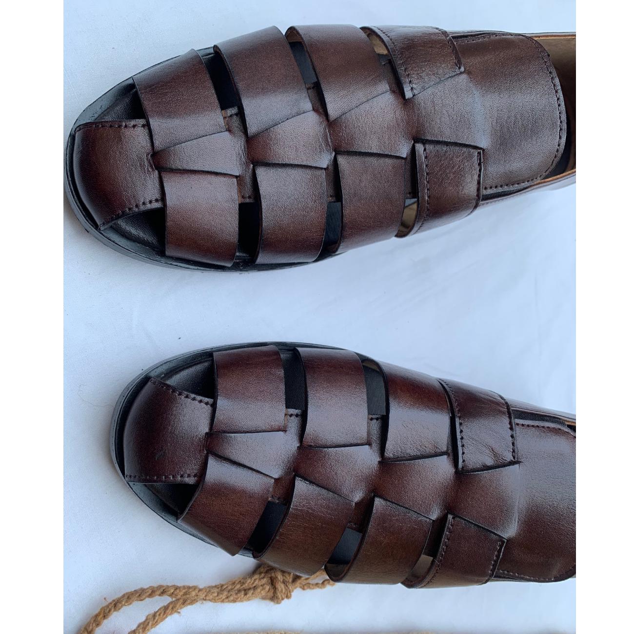 Handmade Made in Spain Brown Leather Fisherman Sandals Men’s Approx Size 11.5 Fisherman Greek Men Leather Sandals Made by Hand. - Etsy Canada main image 4