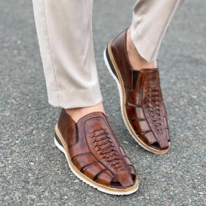 Handmade Leather Huarache Sandals: Men&#39;s Mexican Fisherman Style Mens Shoes