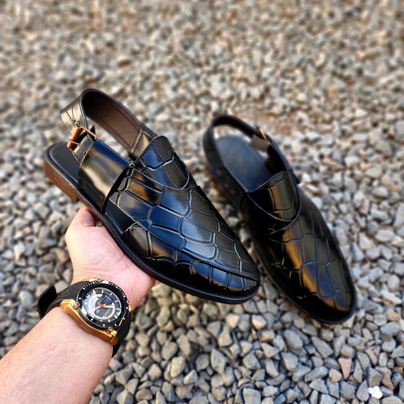 Handmade Vegan Leather Peshawari Sandals: Adjustable Buckle Kheri