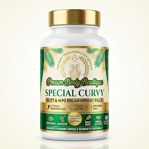 Natural Butt and Hips Enlargement Pills - 30 Day Physical Growth Formula with Maca Root & Aguaje - 60 Vegetarian Capsules