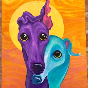 Italian greyhound, greyhound art print, whippet, courtsart, pet portrait, print 10x16 inch