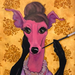 Greyhound art print, italian greyhound 8x10 inch print, courtsart