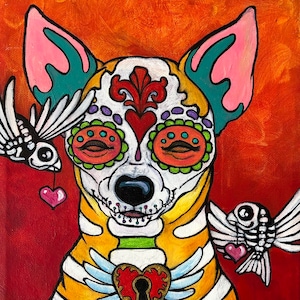Chihuahua, chihuahua art, Talavera Chihuahua, courtsart, pet portrait, print 8x10 inch