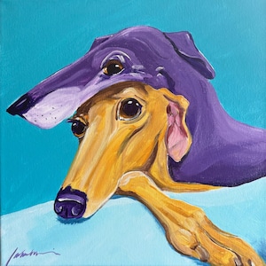 Greyhound art print, Italian Greyhound, 11x14&quot; inch print, courtsart