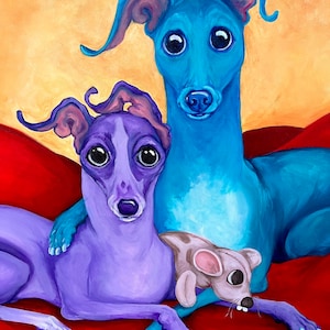 Italian Greyhound, Sighthound print, 11x14” print, greyhound, whippet, stained glass,