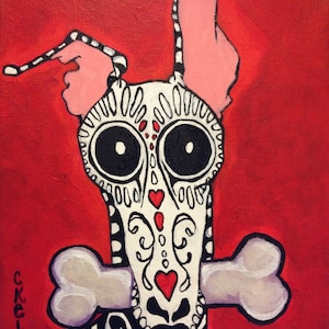 Greyhound art print, Day of the dead, Greyhound de la Murte print 8x10&quot;