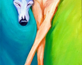 Italian greyhound, sighthound, whippet, pet portrait, greyhound art, greyhound print, CourtsArt