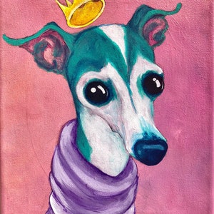 Italian greyhound art print, Greyhound Art, whippet Art, italian greyhound, Tiny Royal, princess