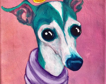 Italian greyhound art print, Greyhound Art, whippet Art, italian greyhound, Tiny Royal, princess