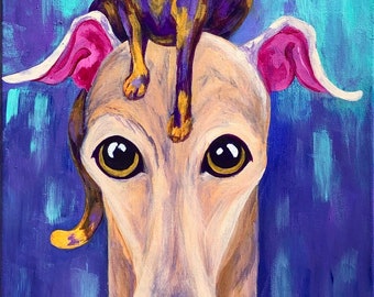 Italian Greyhound art, Greyhound art, whippet art, courtsart