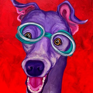 Greyhound, greyhound art, goggles, Italian Greyhound, greyhound art print