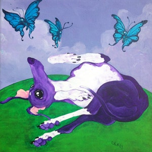 Greyhound art print, Sighthound art 9x9&quot; square Italian Greyhound print.