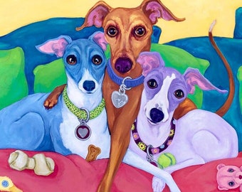 Italian Greyhound, Sighthound print, 11x14” print, greyhound, whippet, stained glass,