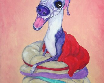 Italian Greyhound art, whippet art, greyhound art, courtsart