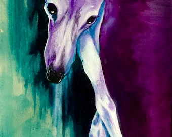 Stampa di levriero italiano, arte astratta di Iggy, 17x9