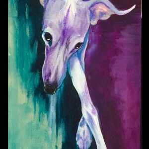 Italian Greyhound art, Greyhound art, whippet art, courtsart 10 x 20 inch stretched canvas Gicleé.