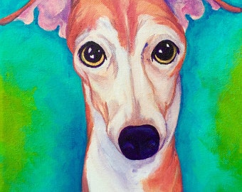 Italian greyhound art print, greyhound ft print, pet portrait