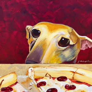Galgo italiano, impressão artística de galgo, chicote, tribunal, retrato de animal de estimação, impressão 10 x 16 polegadas